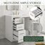 Meuble-lavabo autoportant de 30 po en blanc avec lavabo en céramique, structure en bois massif, armoire de rangement avec 3 tiroirs et portes à fermeture douce (sans robinet)-130854242-130854244