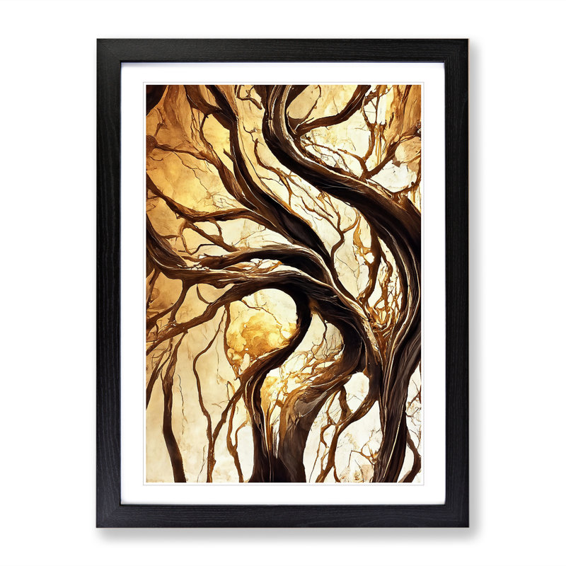 Abstract Autumn Tree No.3 - Framed Print, Black, 34cm H x 25cm W