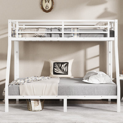 Metal Twin over Full Bunk Bed for Teens and Adults,Space-Saving/Noise Reduced/No Box Spring Needed, White