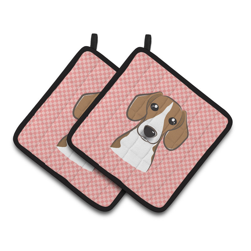 Cuisinier poignée beagle caroline trésors Checkerboard, Rose