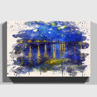Starry Night Rhone by Vincent Van Gogh Painting on Canvas - Wrapped Canvas
