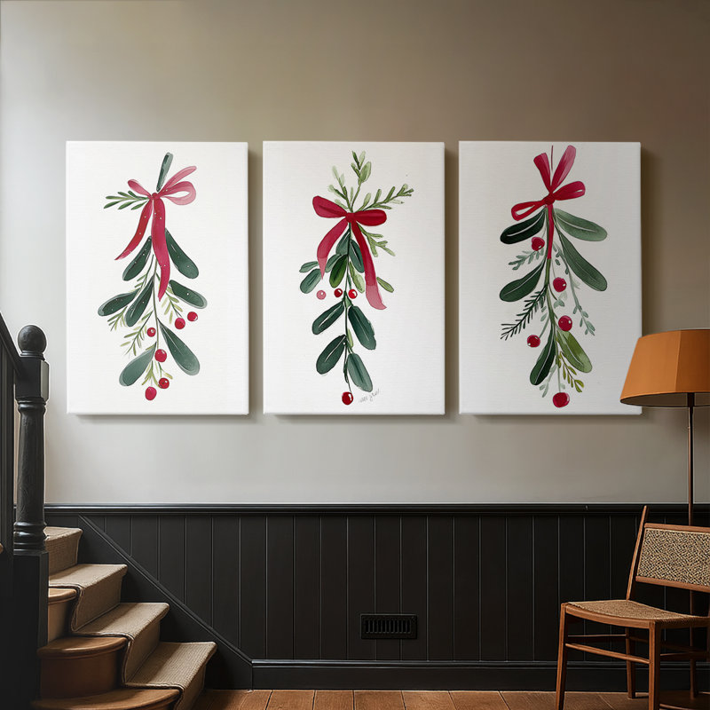 Art des Fêtes de Noël - toile tendue sur mesure - 3 pièces, H 12 po x l 24 po