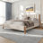 Platform Bed With Upholstered Thick Headboard, Vertical Stripes Design And Wood Legs-1158430356