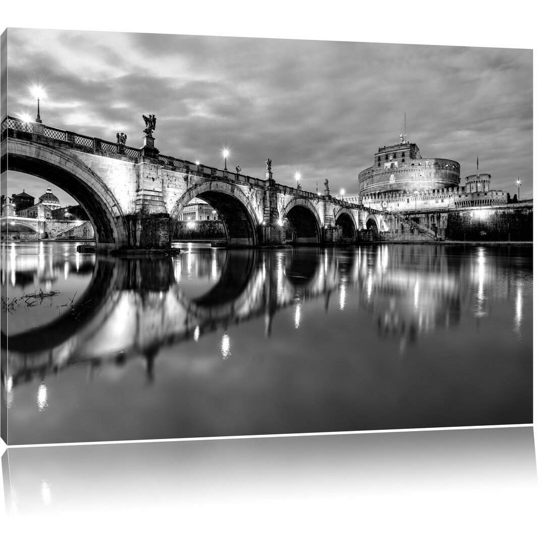 Leinwandbild „Nachtansicht von S.Angelo-Brücke“, Fotodruck