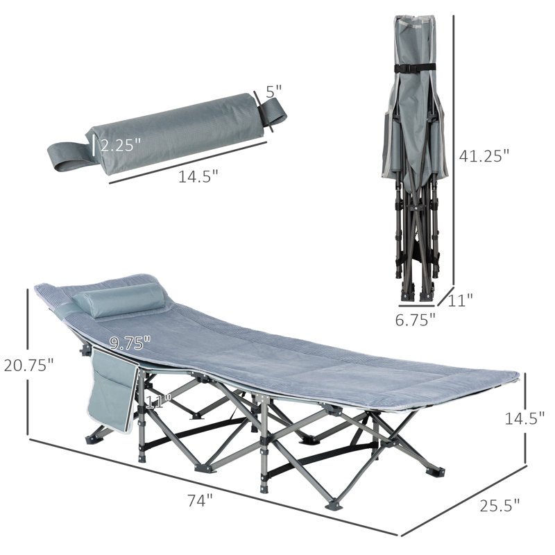 Lit de camp pliant, Gris foncé