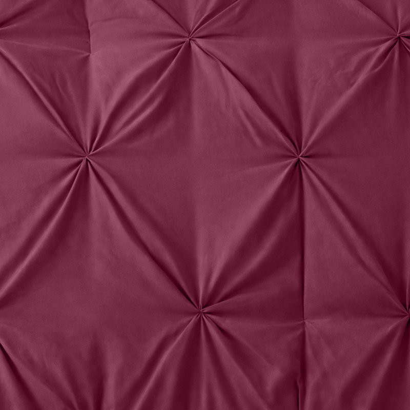 Microfiber Pintuck Duvet Cover Set – 2 Pillowcases, Burgundy, Double Duvet Cover + 2 Standard Pillowcases