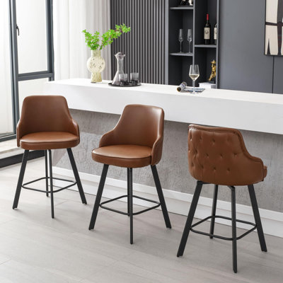 Bar Stools Set of 2/3/4, 26/30" Swivel High Back Bar Height Bar Stools
