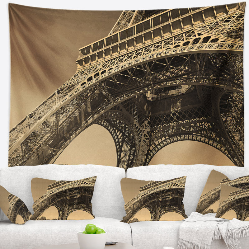 Vue towerside cityscape emblématique eiffel du tapisserie au sol, H 78 po x l 92 po