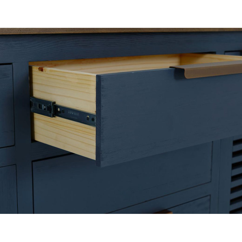 Buffet 6 tiroirs, 2 portes , Bleu