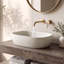 Évier ovale 23 po à rebord arrondi pour meuble-lavabo, évier à surface solide en pierre
