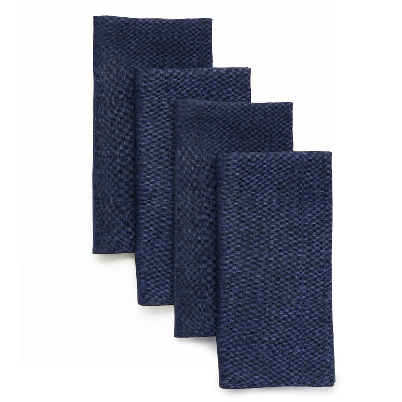 100% Pure Linen Dinner Napkins - Athena, Chambray Navy