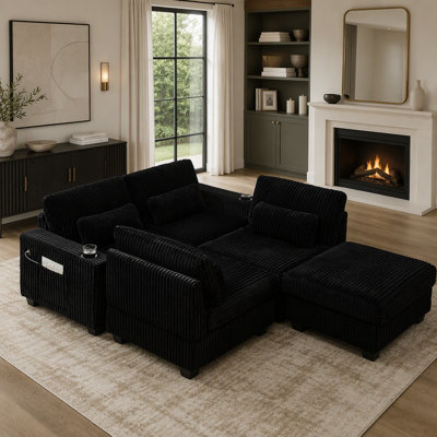 Canapé modulaire en L Corduroy