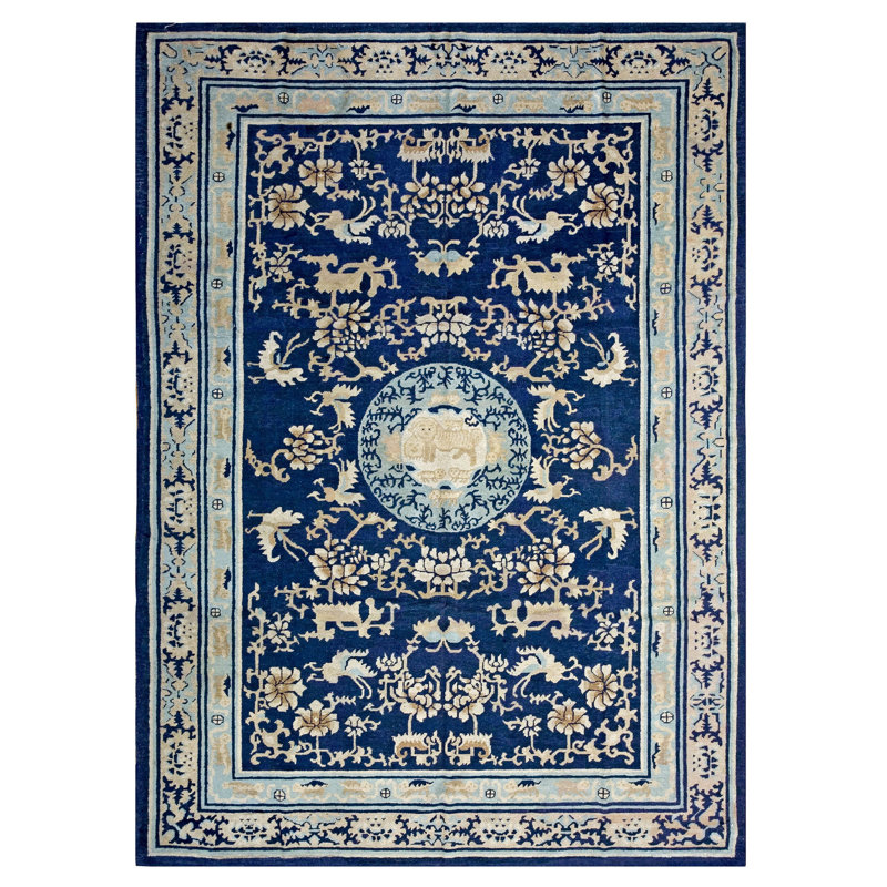 Antique Ningxia Chinese Knotted Rug