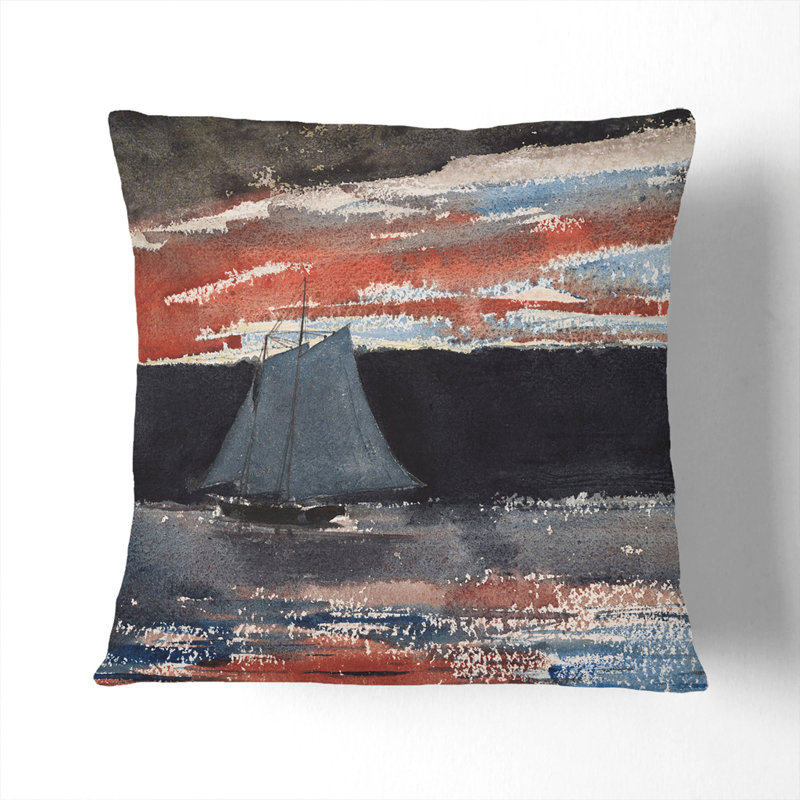 Schooner at Sunset Scatter Cushion, 55cm H x 55cm W x 20cm D