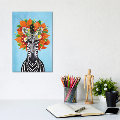 Frida Kahlo Zebra Blue by Coco De Paris - Wrapped Canvas Print