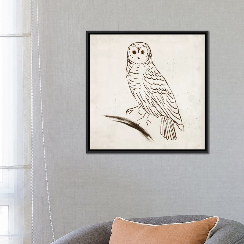«Owl I», reproduction sur toile, H 18 po x l 18 po x P 1,5 po, Toile avec cadre noir, Pas de tapis