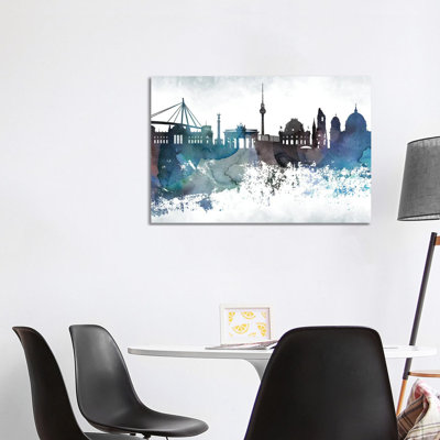Berlin Bluish Skyline by WallDecorAddict - Wrapped Canvas Gallery-Wrapped Canvas Giclée