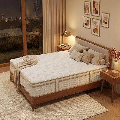 Matelas hybride mi-ferme de 12 pouces avec mousse à mémoire de forme rafraîchissante et ressorts ensachés pour soulager la pression et isoler les mouvements