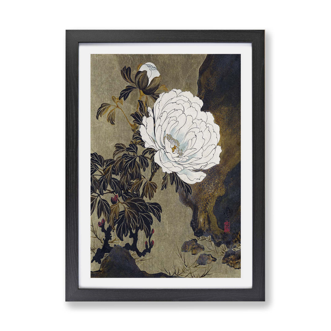A Peony Flower by Shibata Zeshin - Framed Print