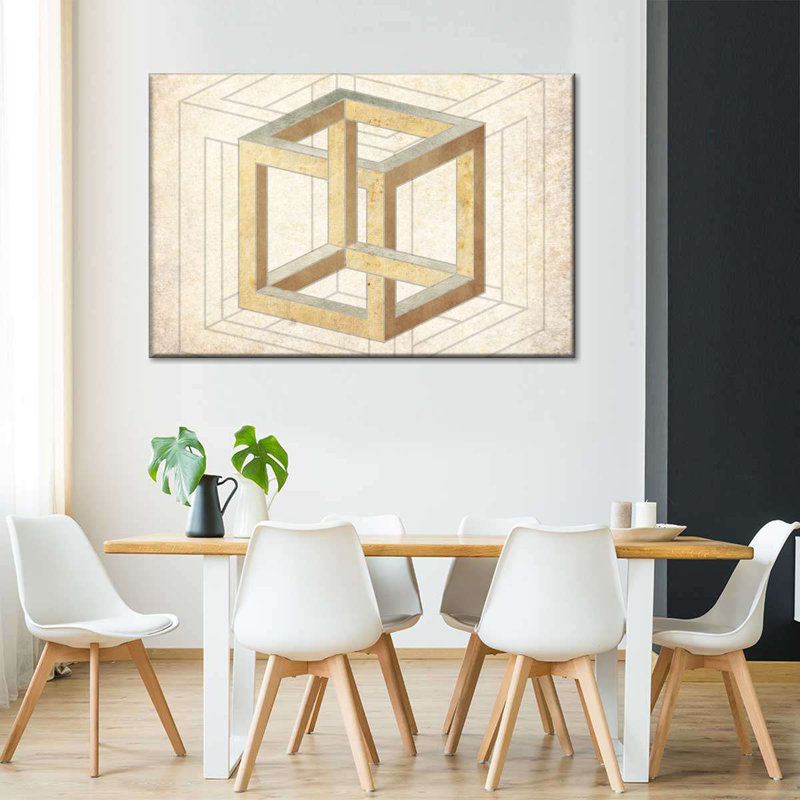 «Cream Cube Illusion» sur toile, H 34 po x l 51 po x P 1,25 po