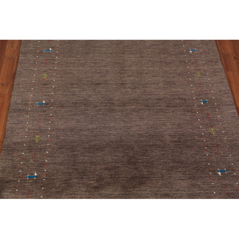 Brown Handmade Gabbeh Oriental Area Rug 5x8