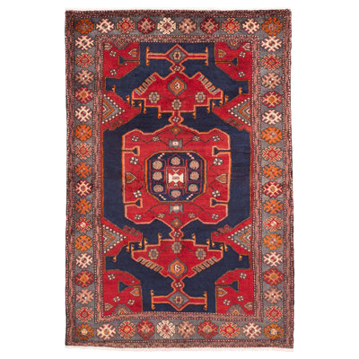 Anadol  Navy, Red Rug 4'3" x 6'6"