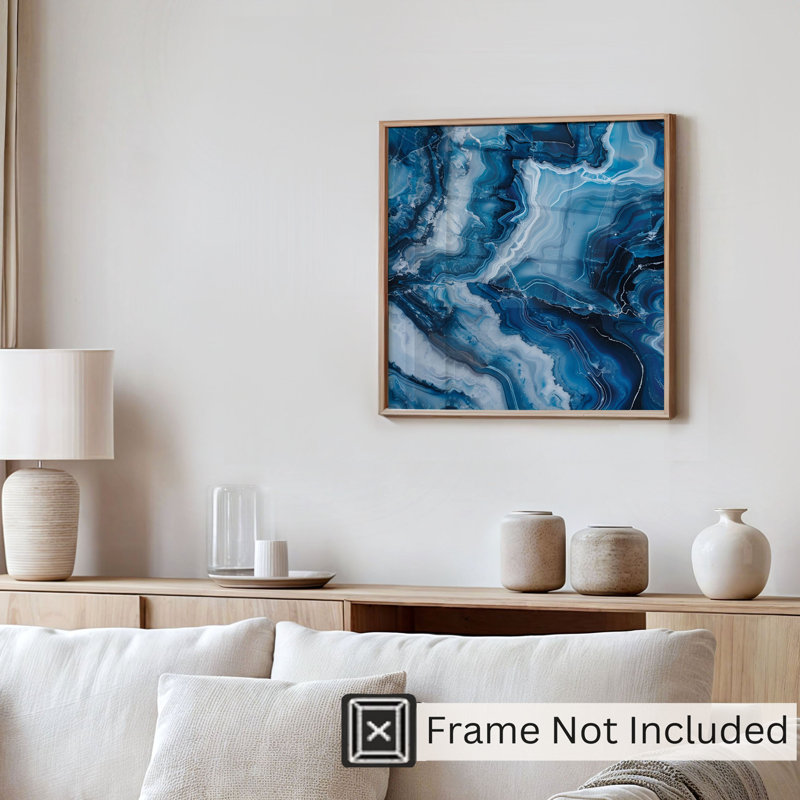 «Abstract Blue Marble Crystal Geode I», reproduction d'art moderne sans cadre
