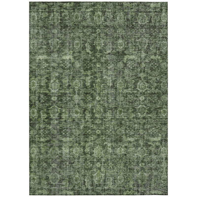 Tapis d'intérieur et d'extérieur lavable 5 pi x 8 pi vert et noir artichaut