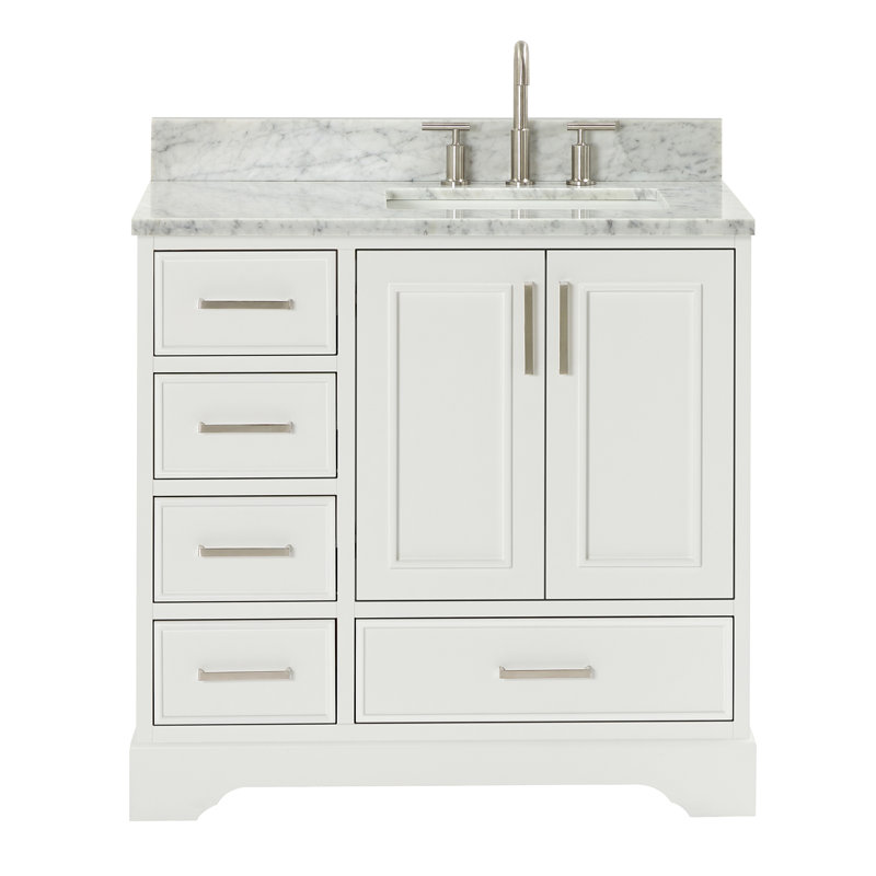 Ensemble de meuble-lavabo simple 37 po avec plateau Abita, Blanc
