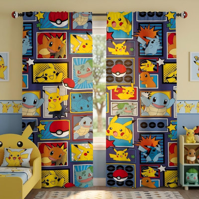 2 pcs 82 x 63inch Pokemon Window Curtains for Kids Bedroom Decor Set