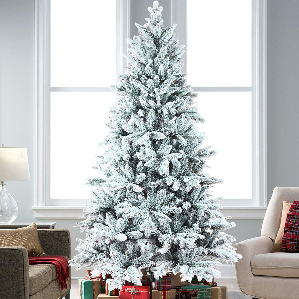 The Holiday Aisle® Jakila 7FT Flocked Artificial Christmas Tree, Snow