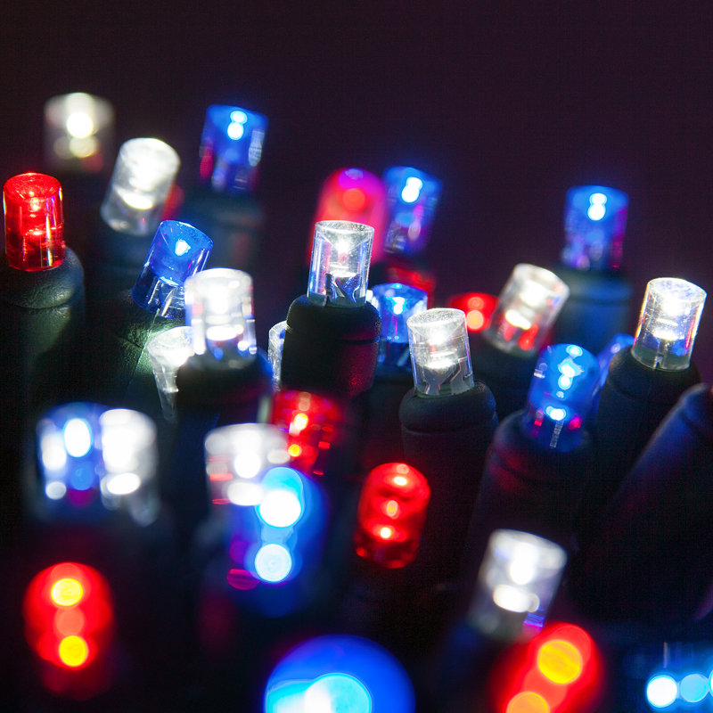70 Light Christmas LED String Lights, Blue/Red/Cool White