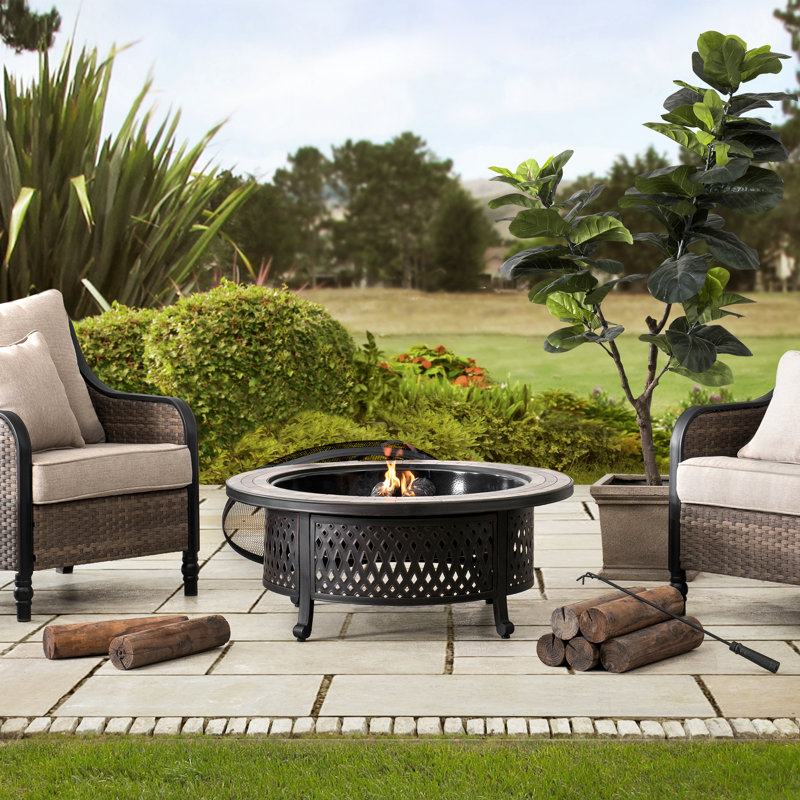 Sunjoy 40 in. Round Wood Burning Firepit Table