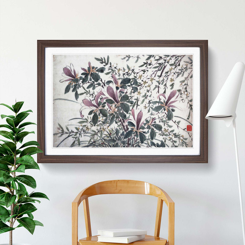 Garden Flowers Vol.11 by Chen Daofu - Picture Frame Painting Print, Walnut Framed, 36cm H x 48cm W x 2cm D