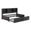 Lit de jour avec couchette Avreigh, lit plateforme avec couchette et tablettes en métal, ports USB-290694980