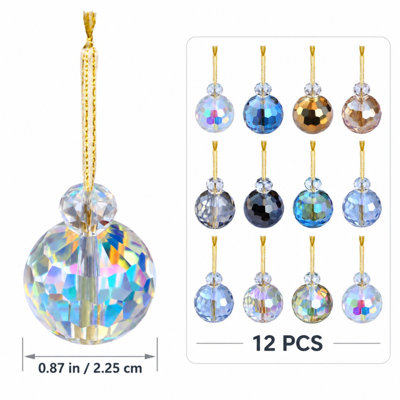 Ensemble de 12 boules de Noël multicolores en cristal de 2,2 cm (0,87 po)