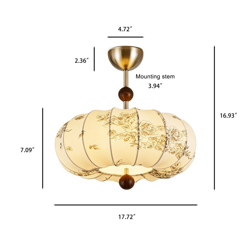17.72" Retro Brown Glass Flush Mount Lighting