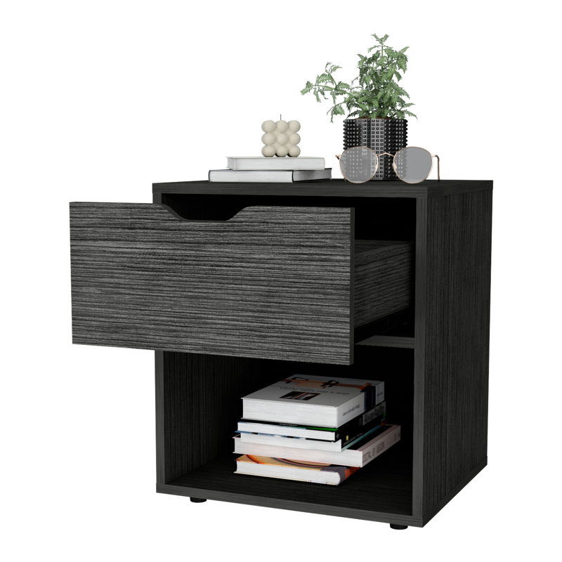 Table de chevet moderne - Rangement et style pratique en bois, Gris clair