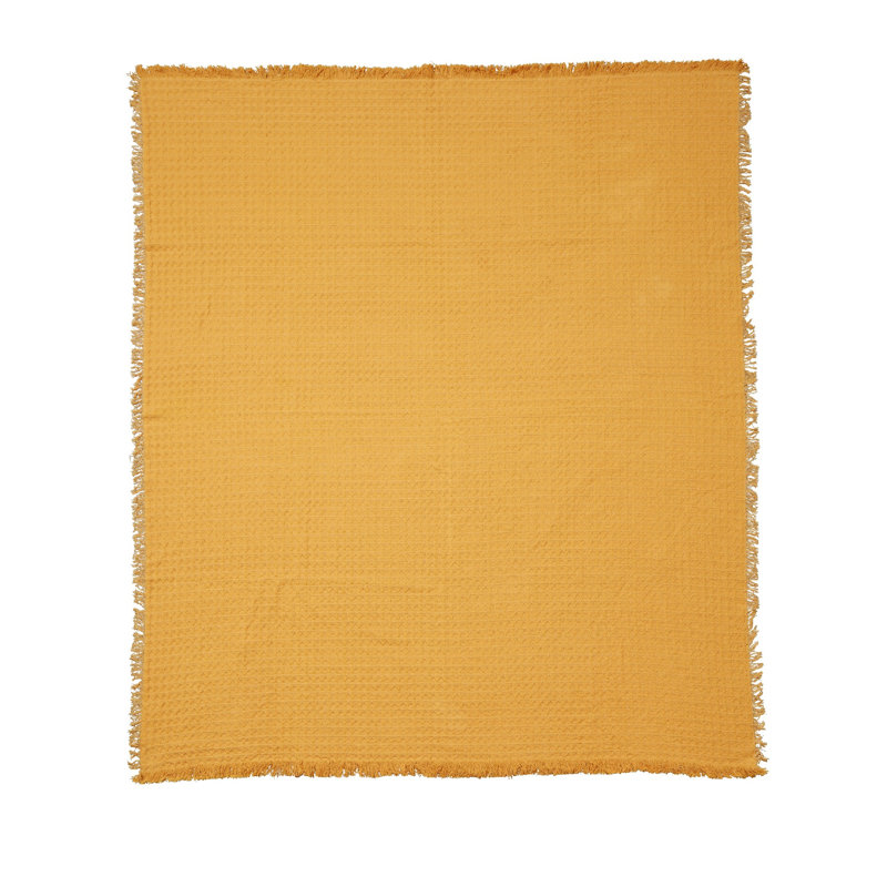 Jeté 100% coton Agra, Jaune
