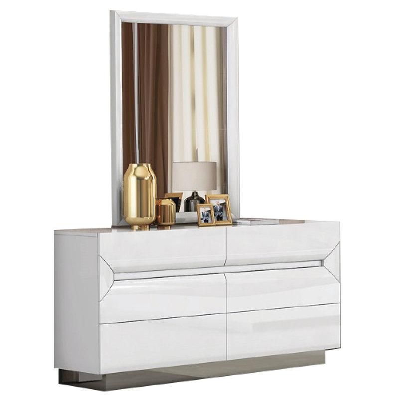 Commode 6 tiroirs avec miroir Ashtonbury, Blanc