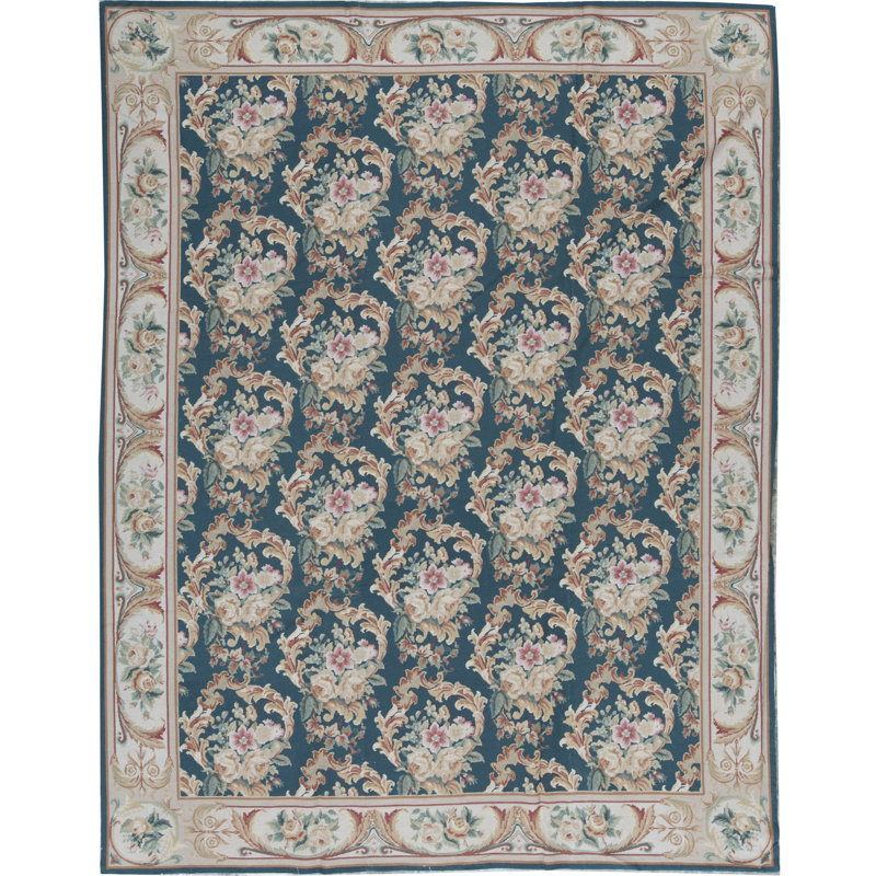 Needlepoint Wool Floral Area Rug