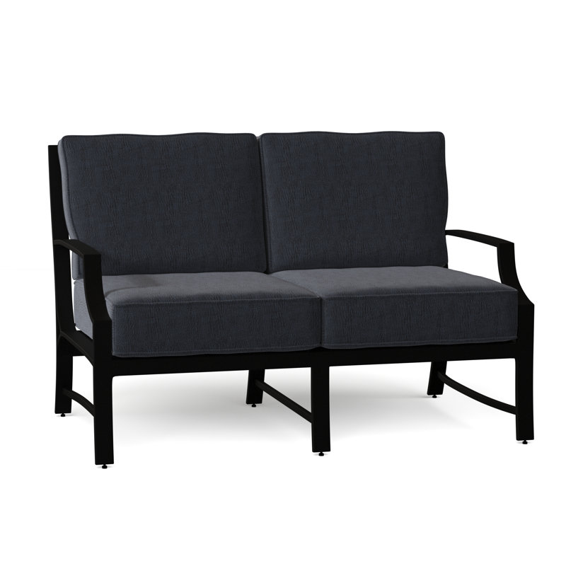 Seal Cove Outdoor 2 - Seat Loveseat, Textured Black, Chartres Malt Sunbrella®