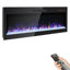 50" Recessed or Wall Mounted Electric Fireplace, Ultra Thin Tempered Glass Front, 16 Adjustable Flame Colors, Crystal Ember Bed, 1400W Heater, Remote Control