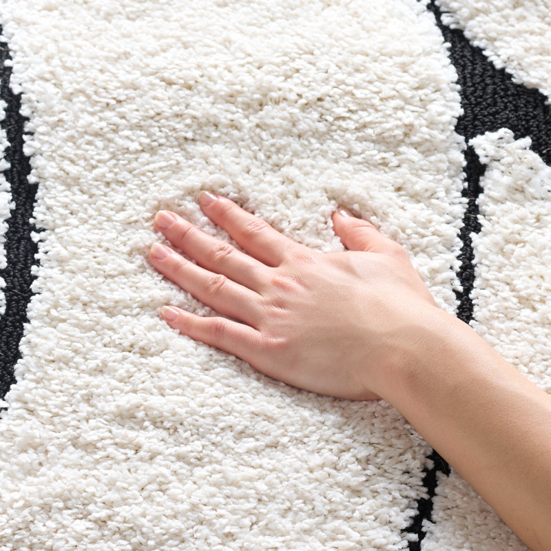 Tapis crème / beige Ashal, Tapis de couloir 2 pi 3 po x 11 pi, Ivory/Black