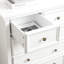 Commode de salon moderne - 6 tiroirs, finition blanche avec armoire à tiroirs en métal élégant pour intérieur blanc, rails spacieux et lisses