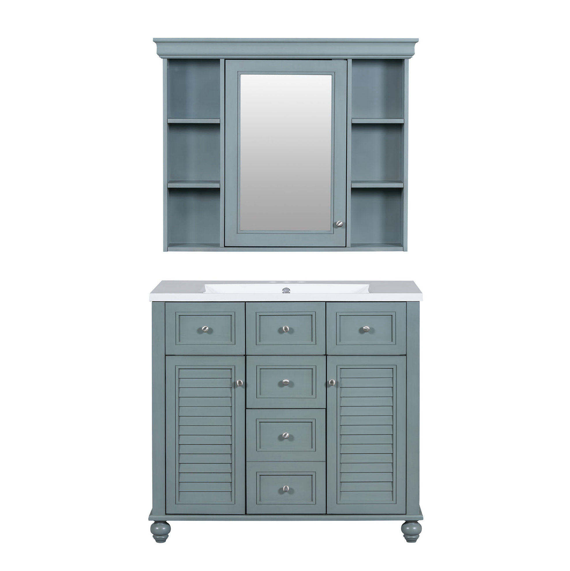 Latitude Run® 36'' Bathroom Vanity with Medicine Modern Mirror