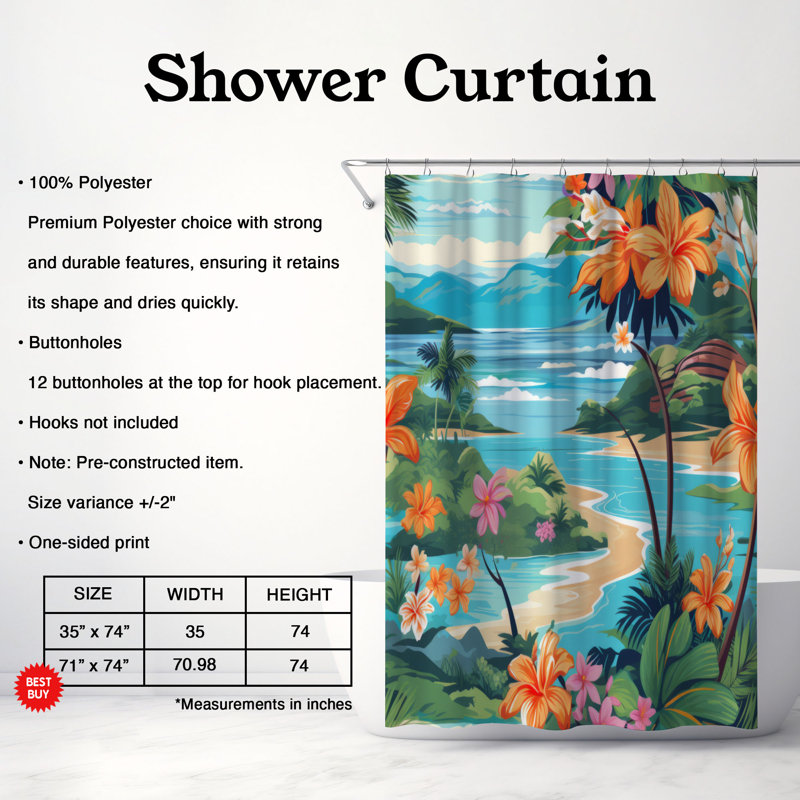 Rideau de douche Isle - Premium, H 74 po x l 71 po
