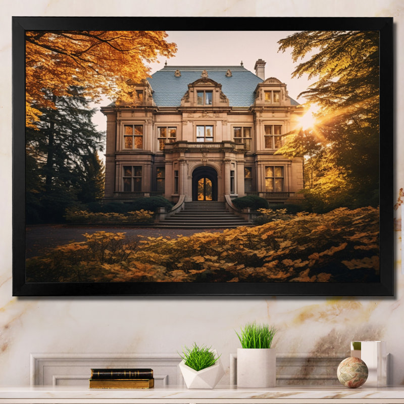 Décoration murale Oregon Pittock Mansion Sunrise II - Oregon, H 16 po x l 32 po x P 1 po, Cadre photo noir