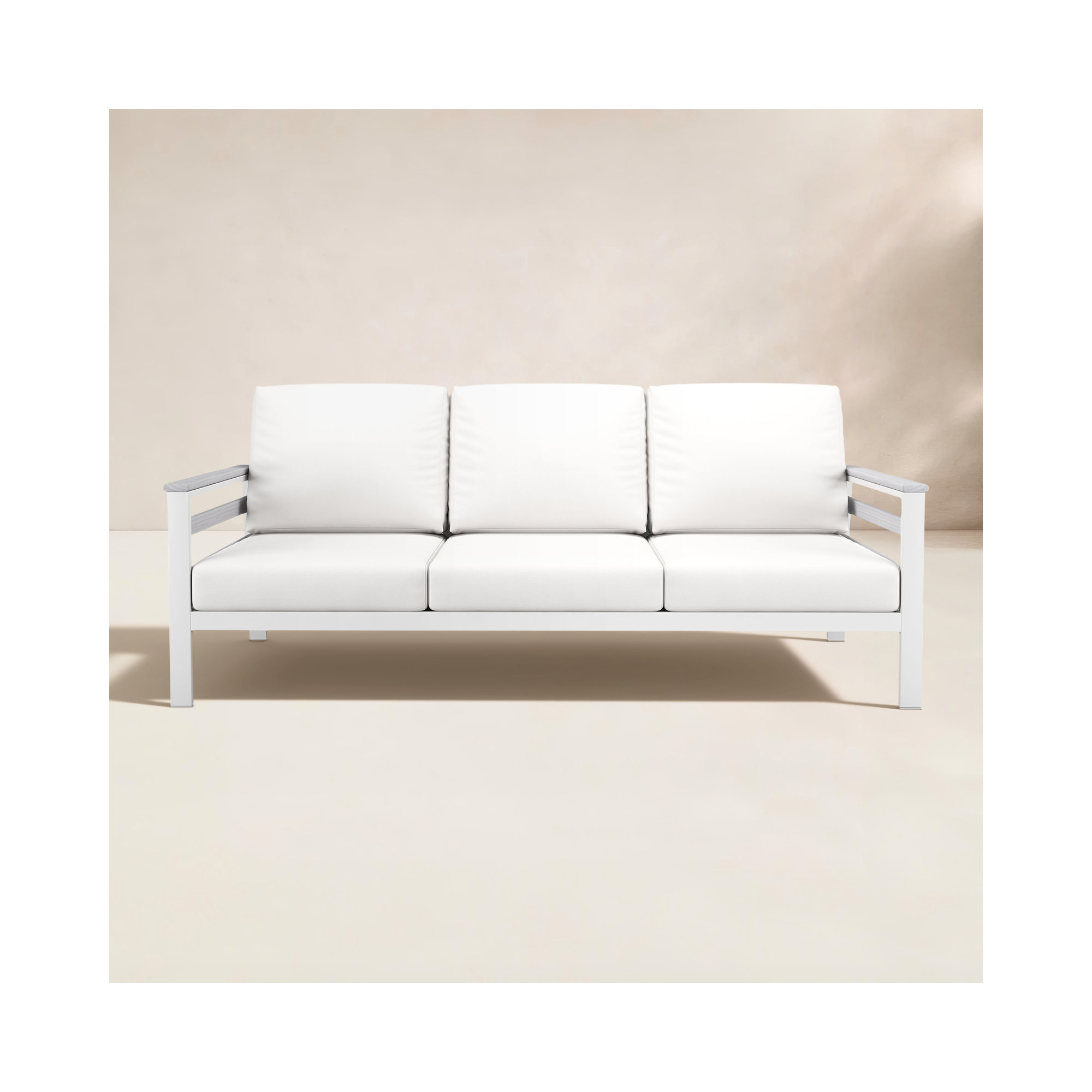 Townsend Metal Outdoor Sofa With Sunbrella Cushion, Canvas White
