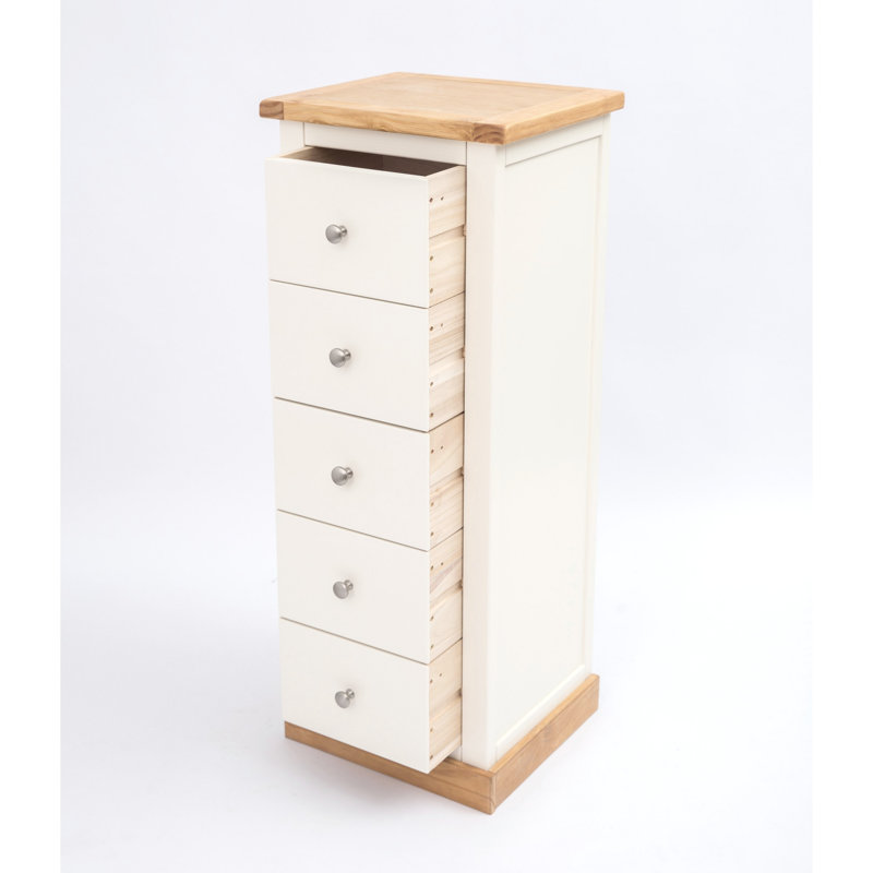 Saint-Priest 45 cm W Chest of 5 Drawers, Waxed Pine